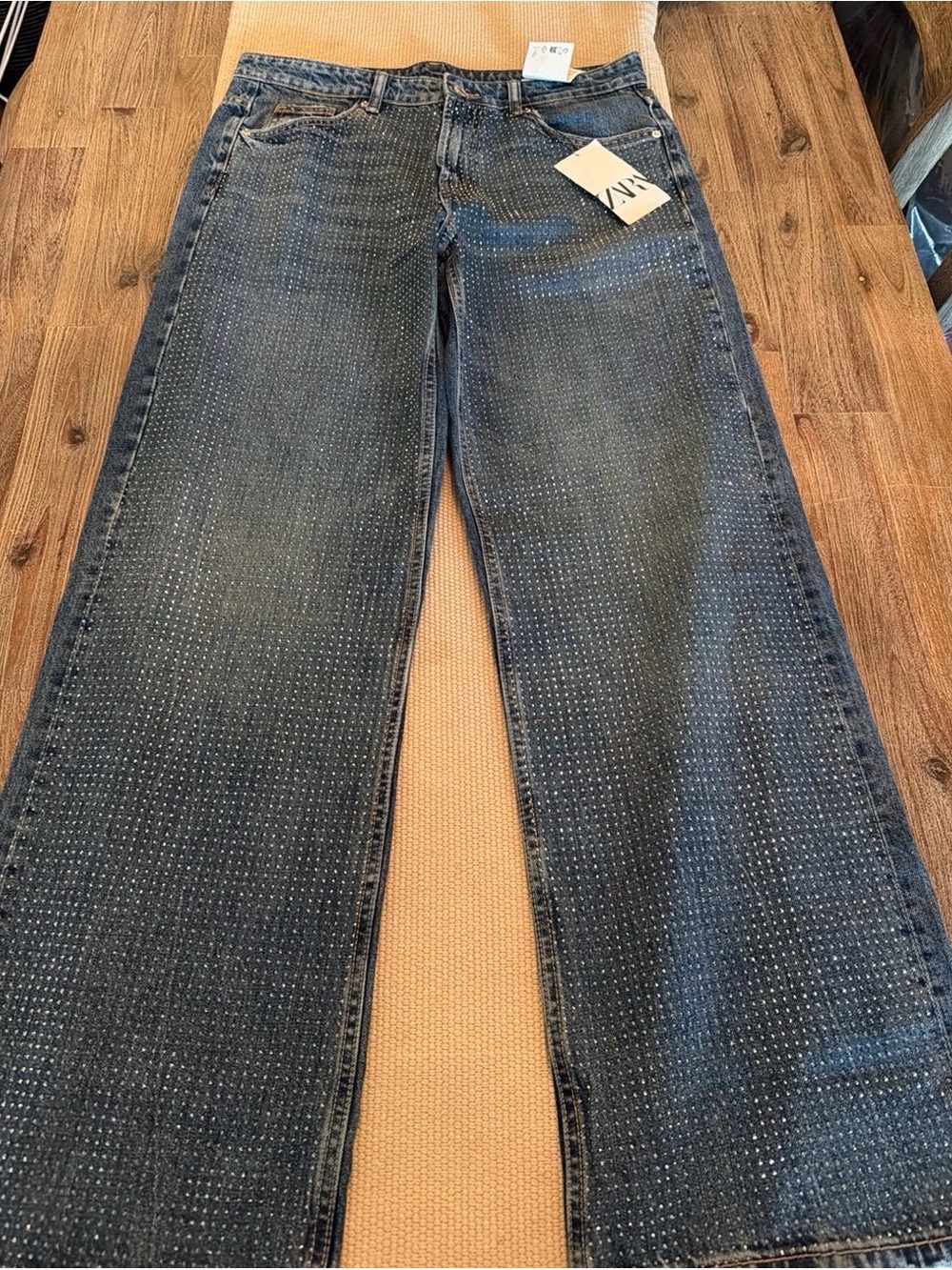 Zara Dark Blue Diamond Studded Jeans 8